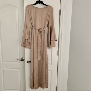 Light Pink Silk Maxi Abaya Dress